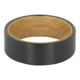 FTR 131 Black tungsten with whiskey barrel wood mens ring 2 rotated