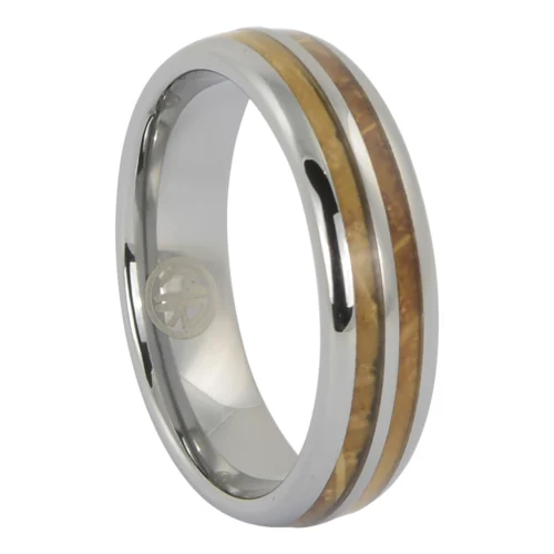 Rustic Charm Tungsten and Whiskey Barrel Wood Ring