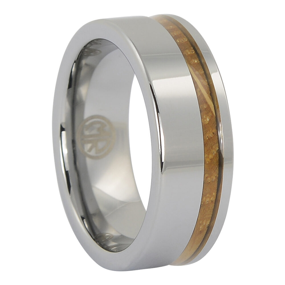 FTR 133 Tungsten and whiskey barrel wood mens ring