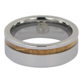 FTR 133 Tungsten and whiskey barrel wood mens ring 2 rotated