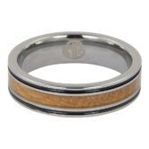 FTR 134 Tungsten mens ring with whisky barrel wood 2 rotated