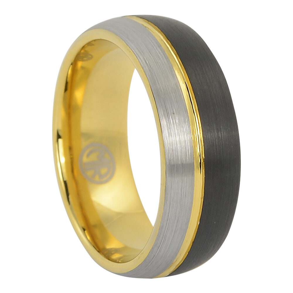 FTR 138 Black and gold tungsten wedding ring