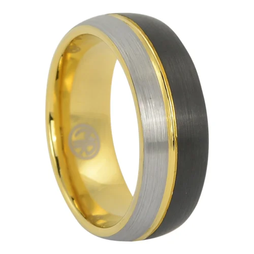 Sophisticated Black and Gold Tungsten Men's Ring
