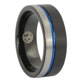 FTR 140 Tungsten Black and Blue Mens Ring