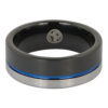 Tungsten Black and Blue Mens Ring