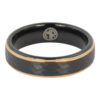 Tungsten faceted rose gold mens ring