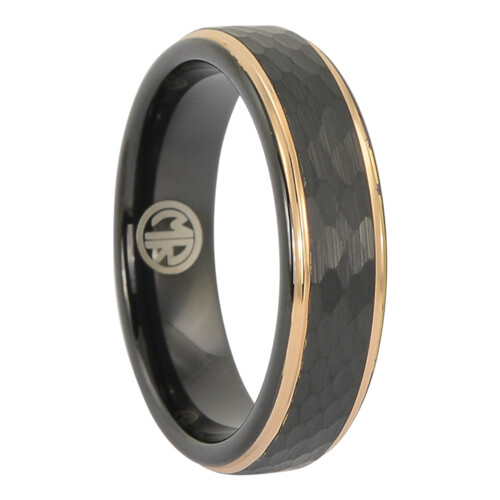 FTR 141 Tungsten faceted rose gold mens ring