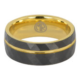 FTR 142 Tungsten faceted gold mens ring 2 rotated