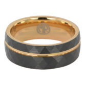 FTR 143 Tungsten faceted rose gold mens ring 2 rotated