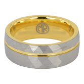 FTR 144 Tungsten faceted gold mens ring 2 rotated