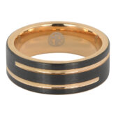 FTR 145 Black Rose Gold Tungsten Mens Ring 2 rotated