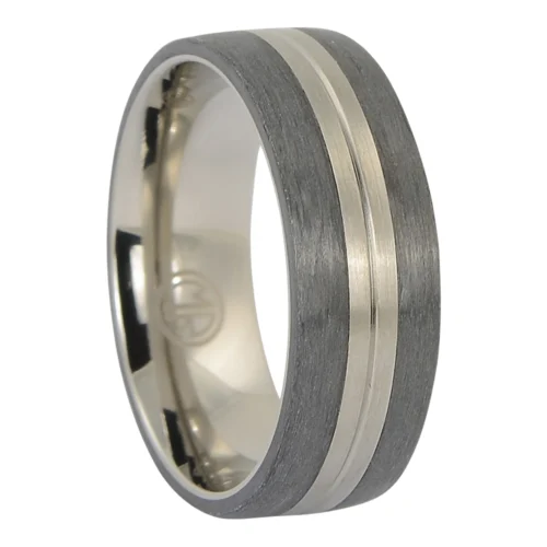 Lightweight and Durable Titanium and Brushed Carbon Men's Ring