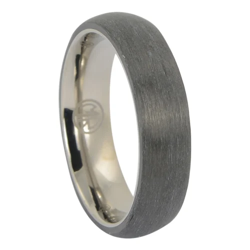 Lasting Comfort Titanium and Brushed Carbon Men's Ring