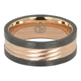 ITR 175 Carbon fibre titanium gold mens ring 2 rotated