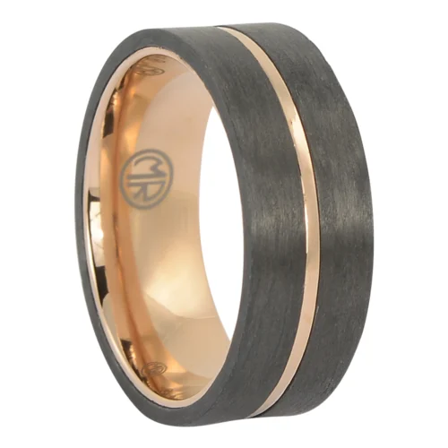 Extraordinary Brushed Carbon Fiber and Gold-Plated Titanium Men's Ring