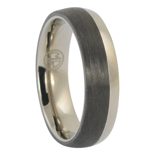 Sleek, Strong, and Sophisticated Titanium and Brushed Carbon Men's Ring