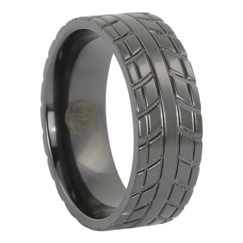 Tight Pattern Zirconium Tire Mens Ring