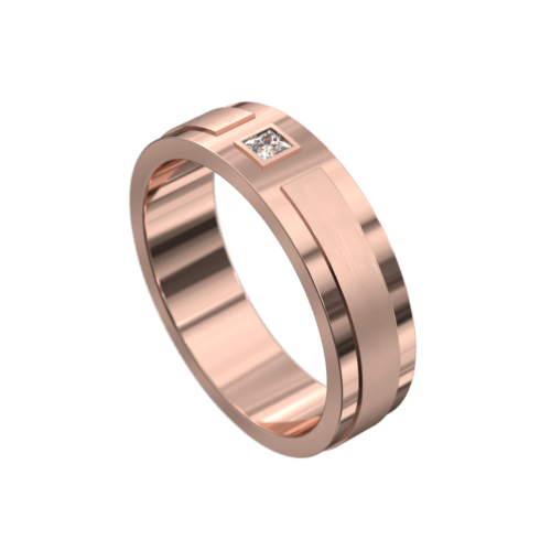 WWAD7000 R Stunning Rose Gold Brushed and Polished Mens Wedding Ring 1