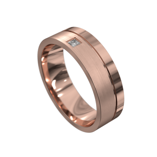 WWAD7012 R Brilliant Rose Gold Brushed and Polished Mens Wedding Ring