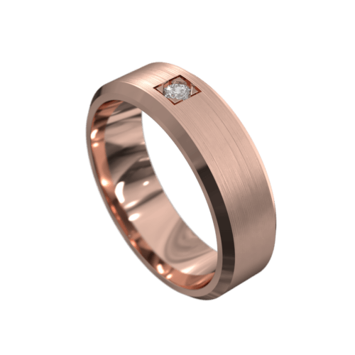 WWAD7014 R Impressive Brushed and Polished Rose Gold Mens Wedding Ring 1