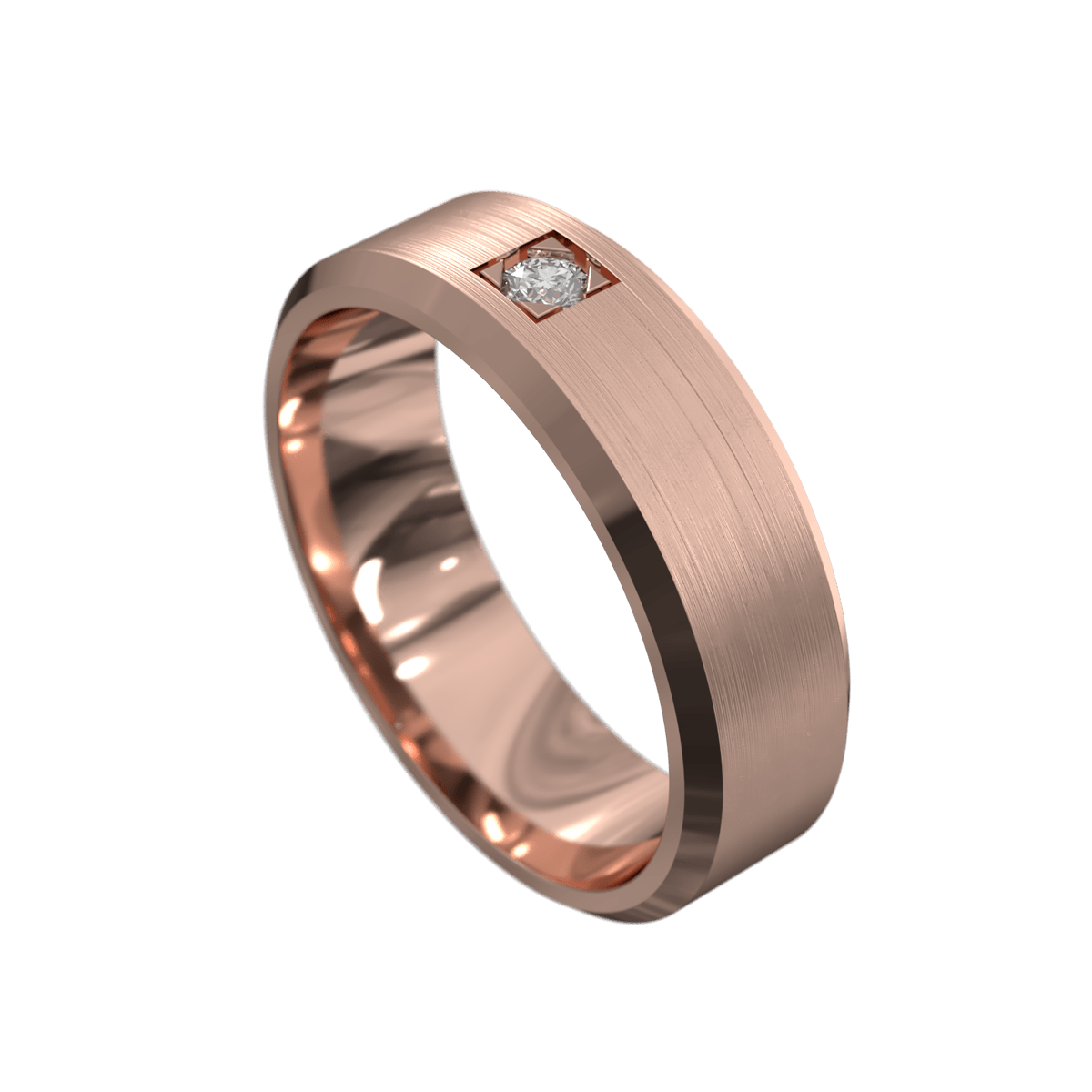 Impressive Brushed and Polished Rose Gold Mens Wedding Ring