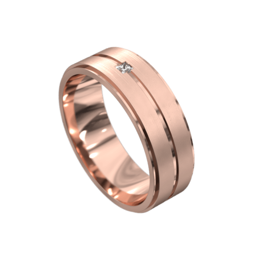 WWAD7016 R Sensational Brushed and Polished Rose Gold Mens Wedding Ring 3