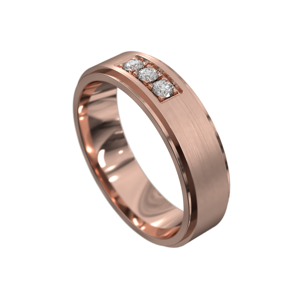 WWAD7022 R Remarkable Rose Gold Brushed and Polished Mens Wedding Ring