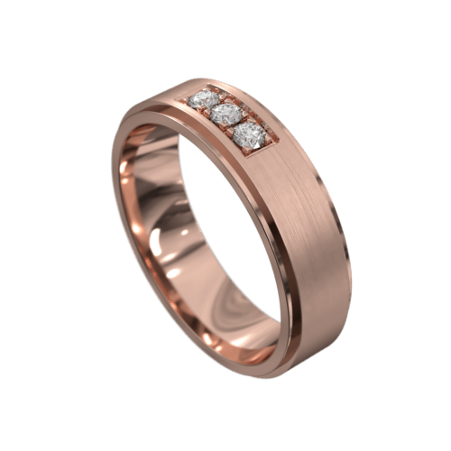 WWAD7022 R Remarkable Rose Gold Brushed and Polished Mens Wedding Ring