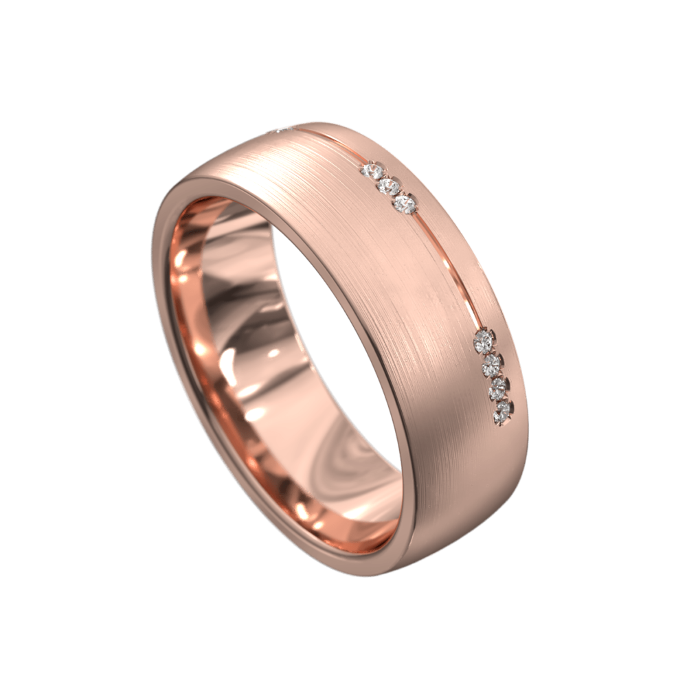 WWAD7026 R Remarkable Rose Gold Brushed and Polished Mens Wedding Ring 1