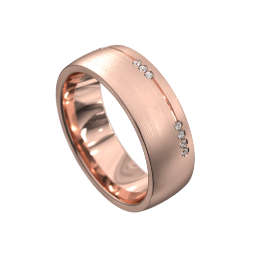 WWAD7026 R Remarkable Rose Gold Brushed and Polished Mens Wedding Ring 1