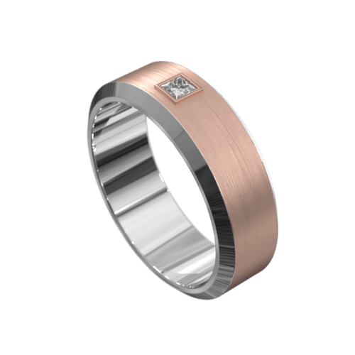 WWAD8016 WR Brushed White and Rose Gold Mens Ring