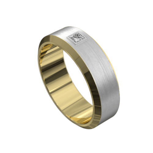 WWAD8016 YW Yellow and White Gold Brushed Mens Ring