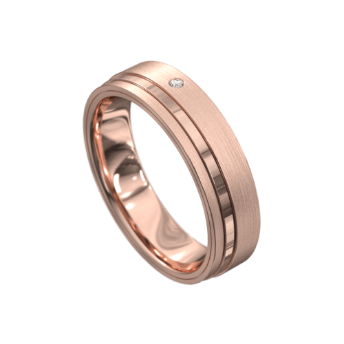 Remarkable Rose Gold Brushed Mens Wedding Ring