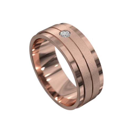 Remarkable Rose Gold Brushed Mens Wedding Ring