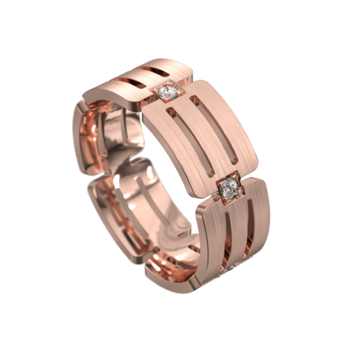 Remarkable Centre Groove Rose Gold Mens Ring