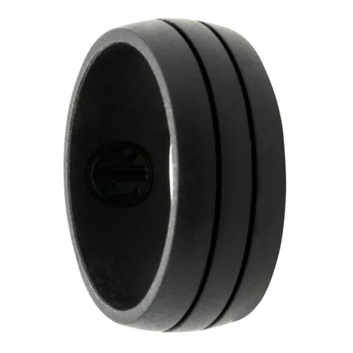Twin Groove Black Silicone Ring