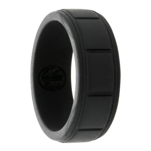 Black Silicone Ring with Ridged Pattern