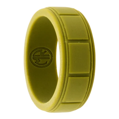 Khaki Silicone Ring with Ridged Pattern