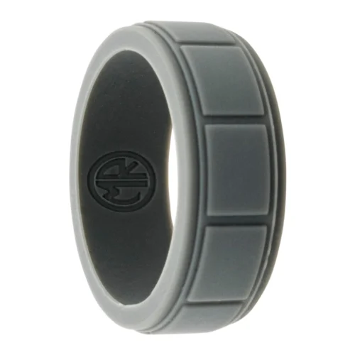 Dark Grey Silicone Ring with Ridged Pattern