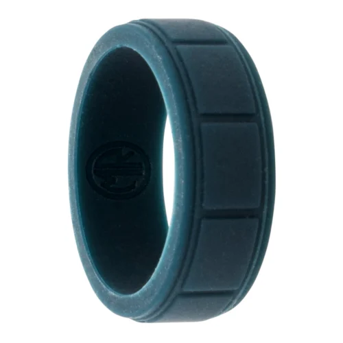 Navy Silicone Ring with Ridged Pattern