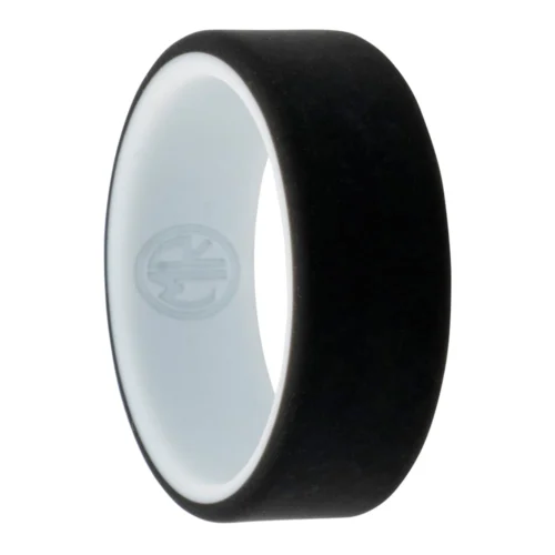 8mm Black Silicone Ring with White Inner Band