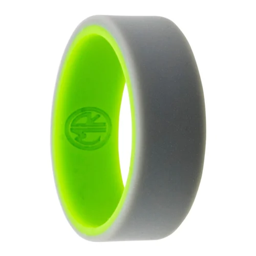 8mm Grey Silicone Ring with Green Inner Band