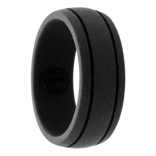 Black Twin Groove Silicone Ring