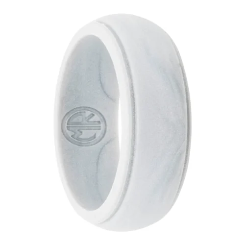 Silver Silicone Ring with Step Edge 8mm