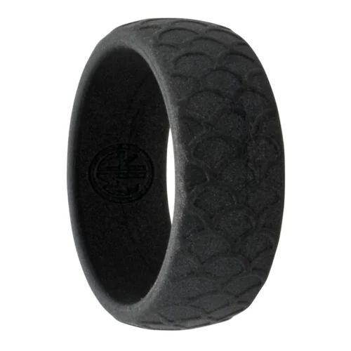 Dragon Scale 8.7mm Charcoal Gray Mens Silicone Ring