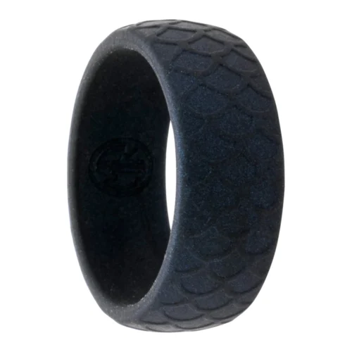 Dragon Scale 8.7mm Navy Mens Silicone Ring