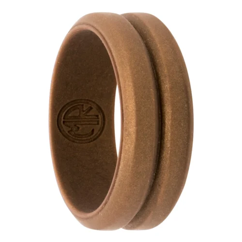 Bronze 8mm Deep Groove Mens Silicone Ring