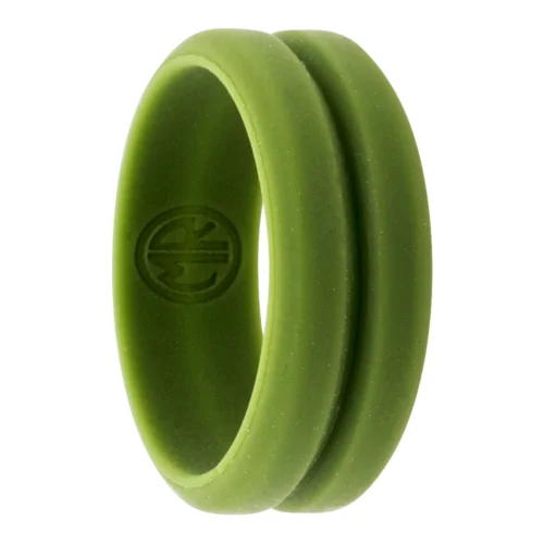 Green 8mm Deep Groove Mens Silicone Ring