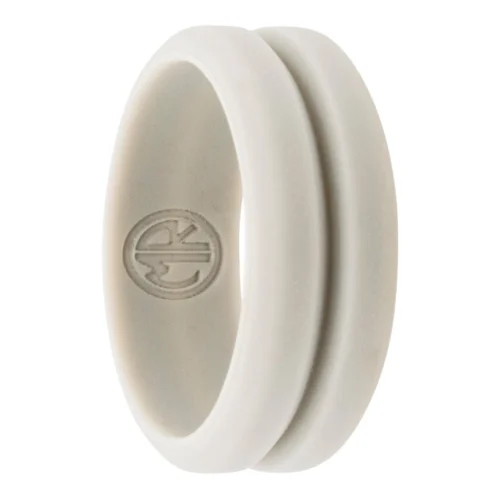 Light Gray 8mm Deep Groove Mens Silicone Ring