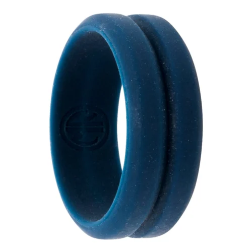 Navy 8mm Deep Groove Mens Silicone Ring